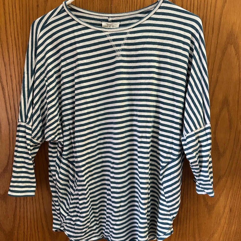 Women's Striped Top in Green and White